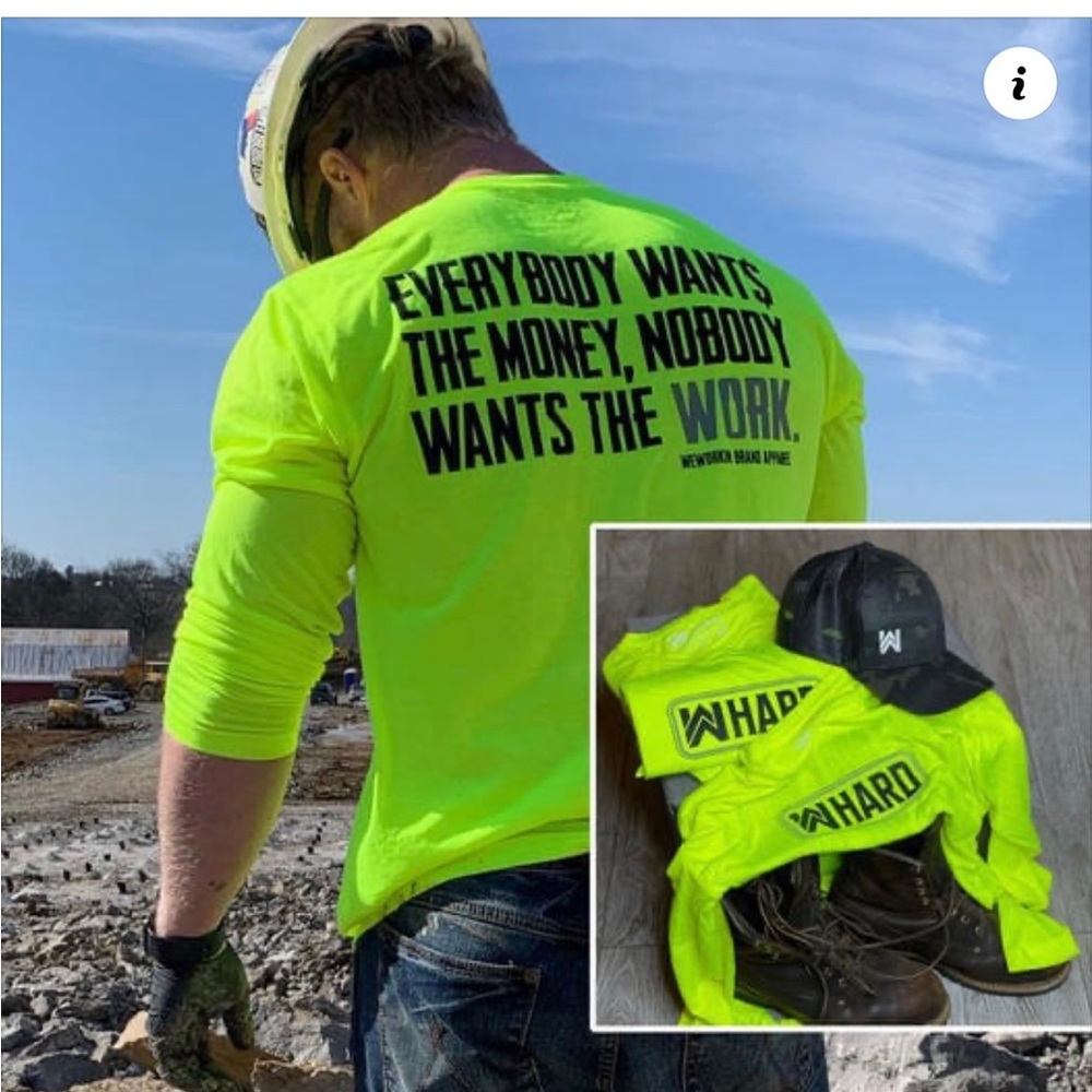 Long Sleeve Hi Vis Safety T shirt We Workin XL